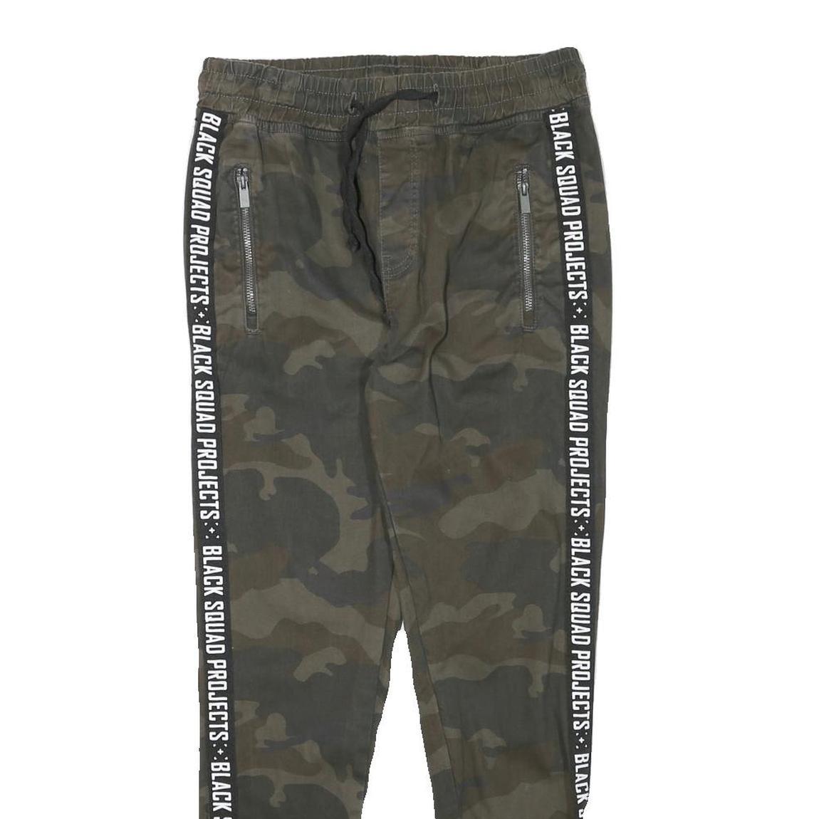 BLACKSQUAD Womens Cotton Blend Slim Camouflage Trousers W28 L28 Drawstring