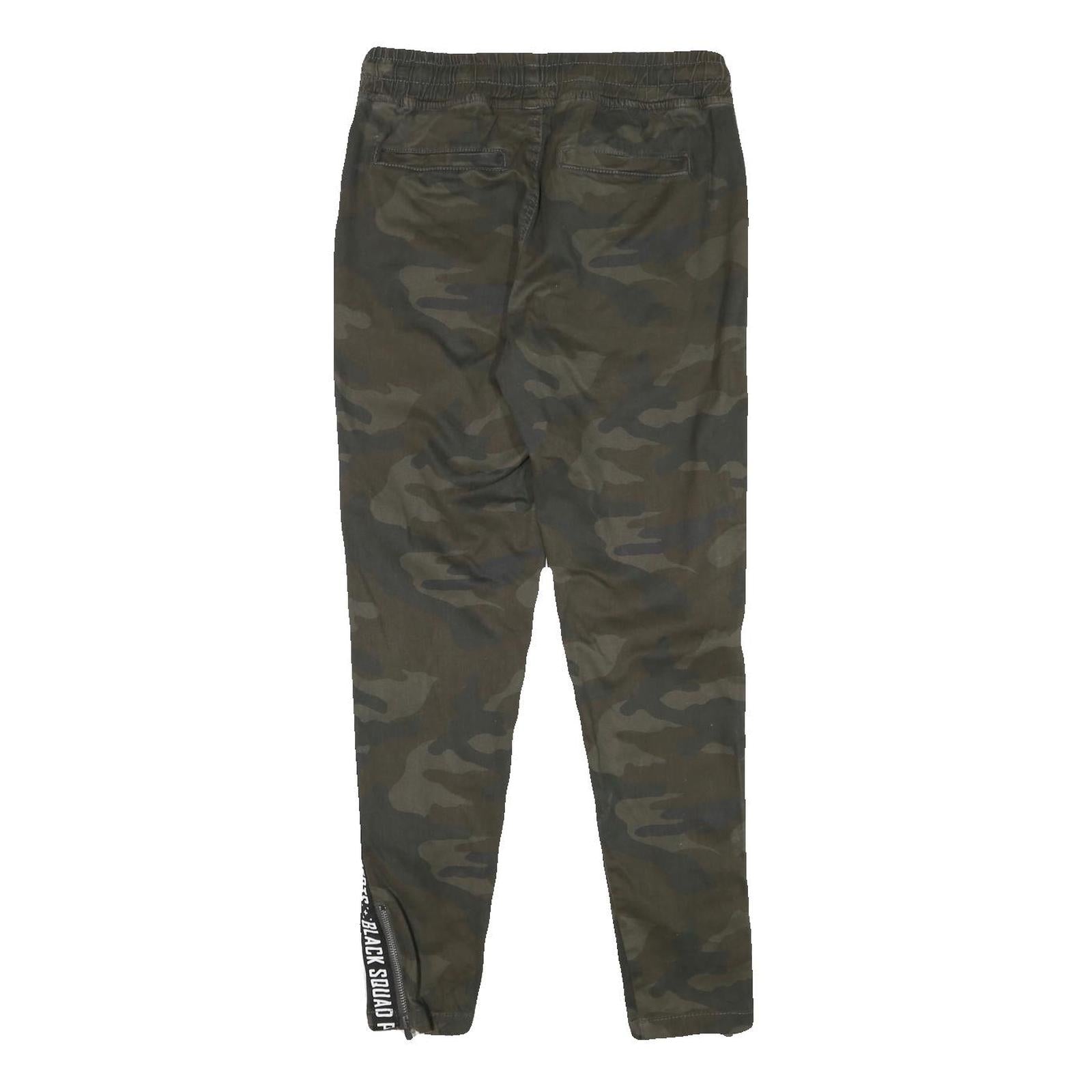 BLACKSQUAD Womens Cotton Blend Slim Camouflage Trousers W28 L28 Drawstring