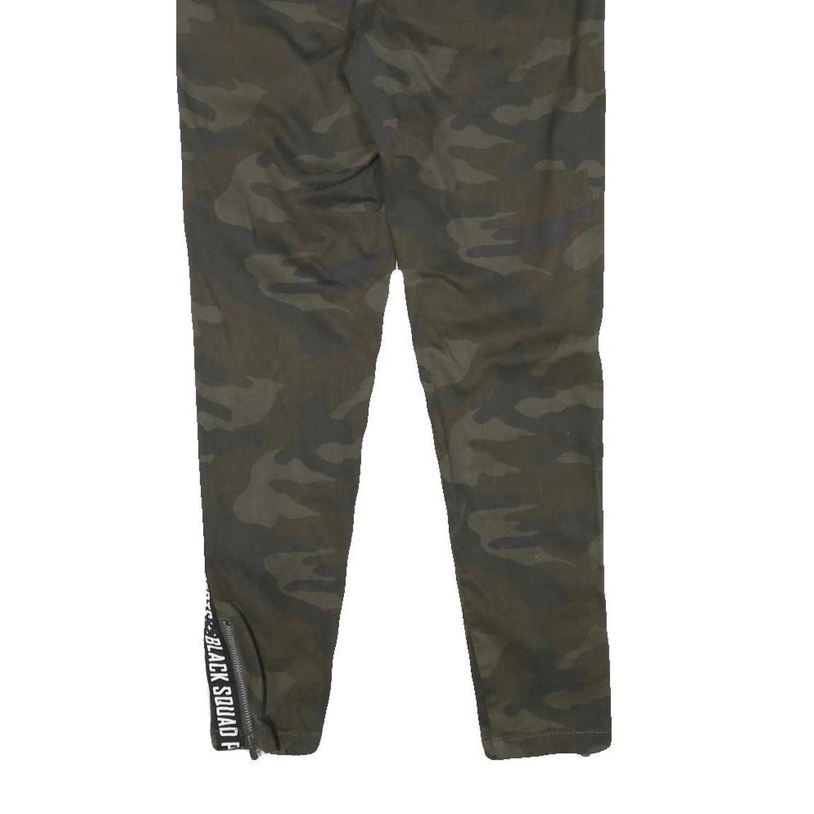 BLACKSQUAD Womens Cotton Blend Slim Camouflage Trousers W28 L28 Drawstring