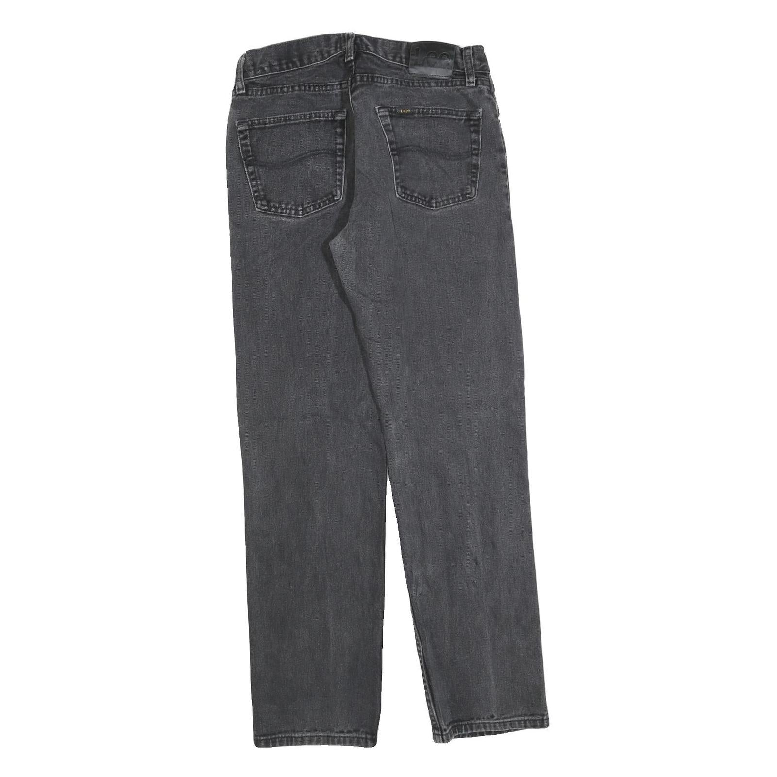 LEE Mens Regular Fit Black Denim Jeans W30 L32 Classic Cotton Blend Zip