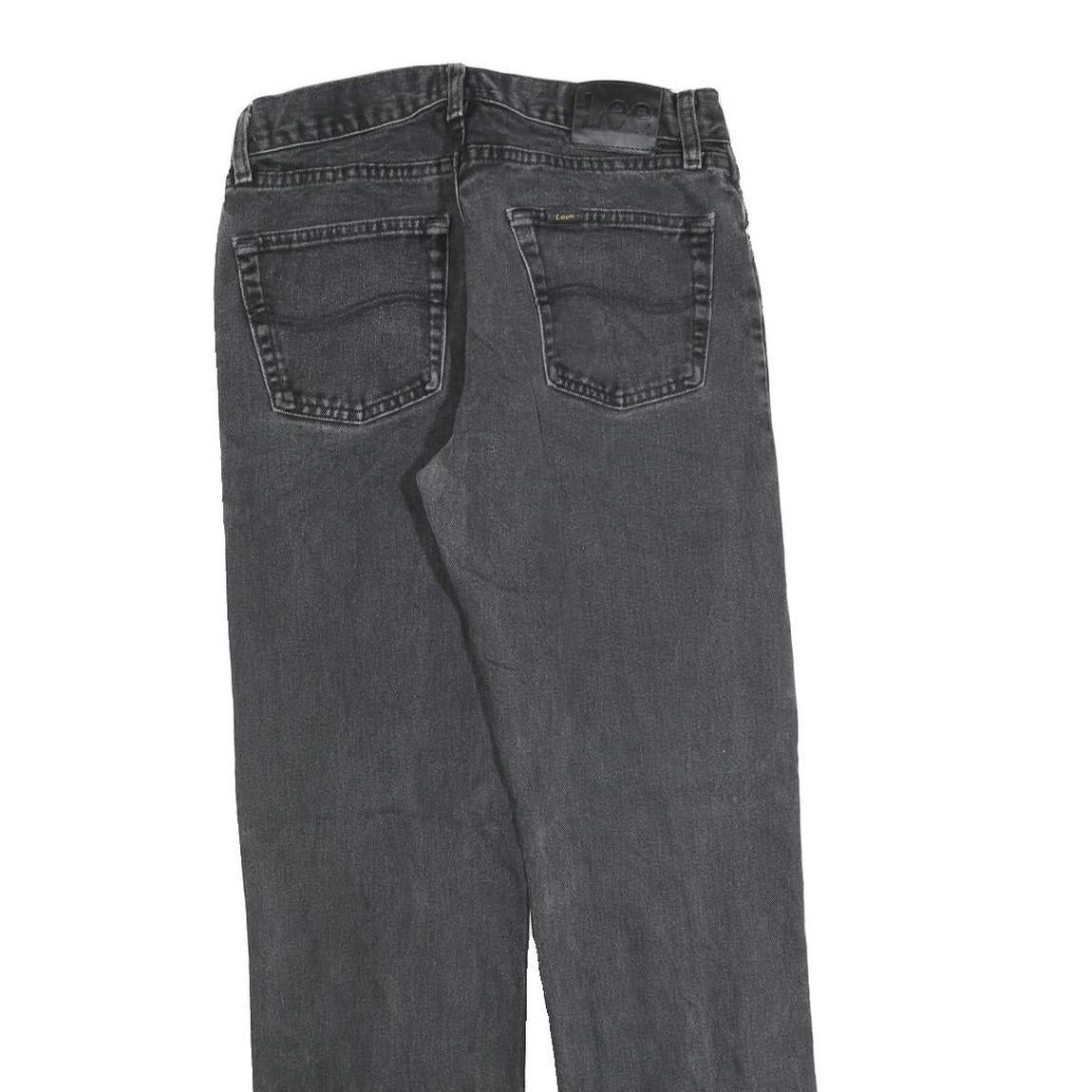 LEE Mens Regular Fit Black Denim Jeans W30 L32 Classic Cotton Blend Zip