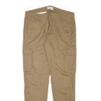PIER ONE Mens Relaxed Beige Cargo Cotton Blend Trousers W34 L32