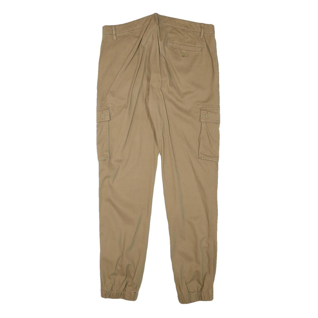PIER ONE Mens Relaxed Beige Cargo Cotton Blend Trousers W34 L32