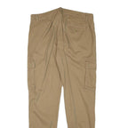 PIER ONE Mens Relaxed Beige Cargo Cotton Blend Trousers W34 L32