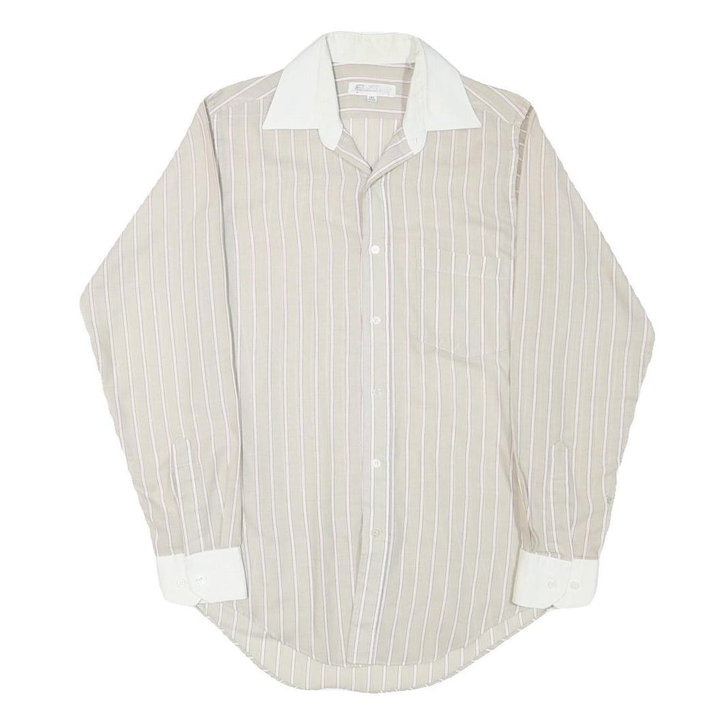 Mens Beige & White Stripe Shirt XS Cotton Blend Casual Long Sleeve Button Down