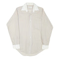 Mens Beige & White Stripe Shirt XS Cotton Blend Casual Long Sleeve Button Down