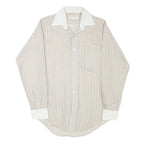 Mens Beige & White Stripe Shirt XS Cotton Blend Casual Long Sleeve Button Down