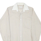 Mens Beige & White Stripe Shirt XS Cotton Blend Casual Long Sleeve Button Down