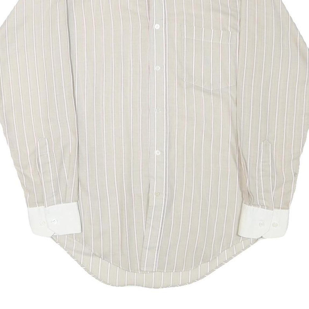 Mens Beige & White Stripe Shirt XS Cotton Blend Casual Long Sleeve Button Down