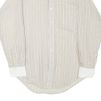 Mens Beige & White Stripe Shirt XS Cotton Blend Casual Long Sleeve Button Down