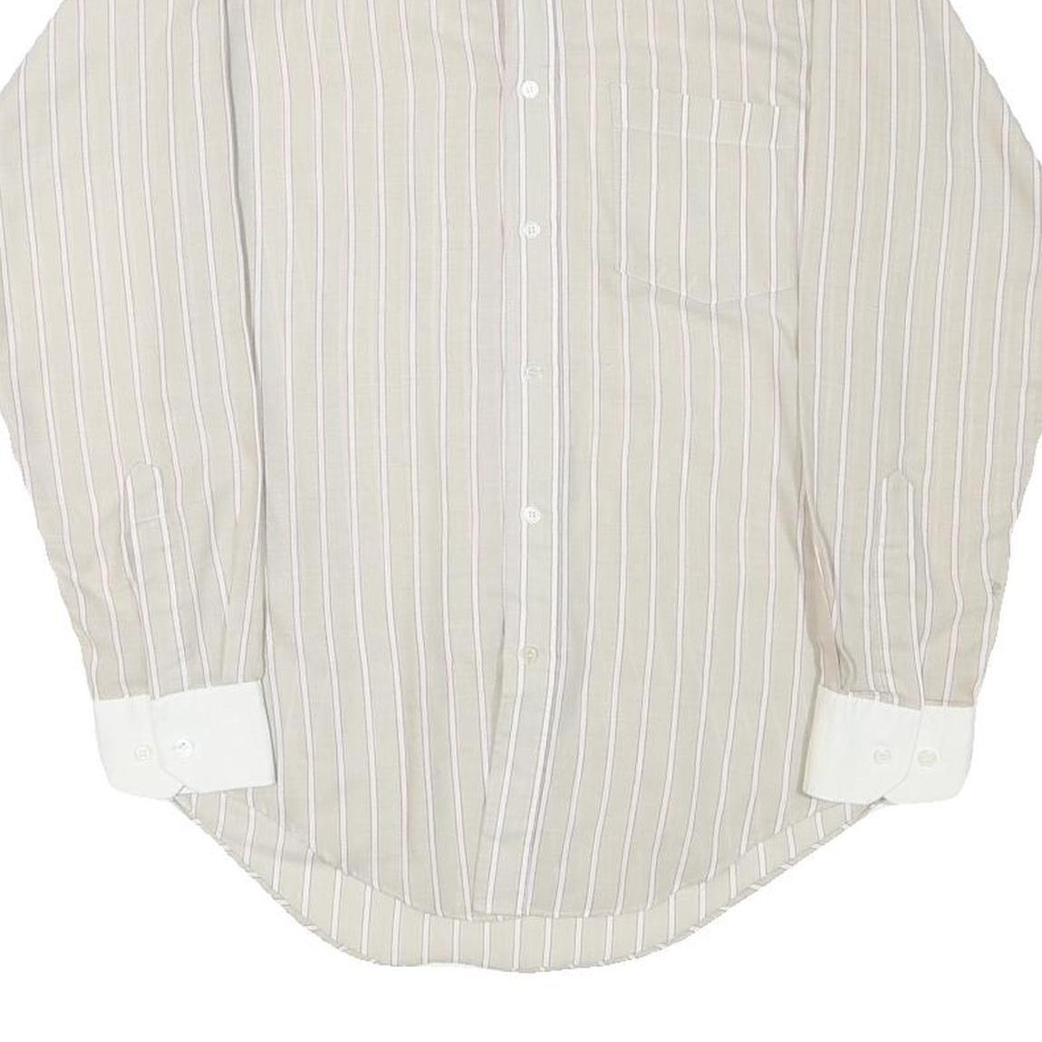Mens Beige & White Stripe Shirt XS Cotton Blend Casual Long Sleeve Button Down