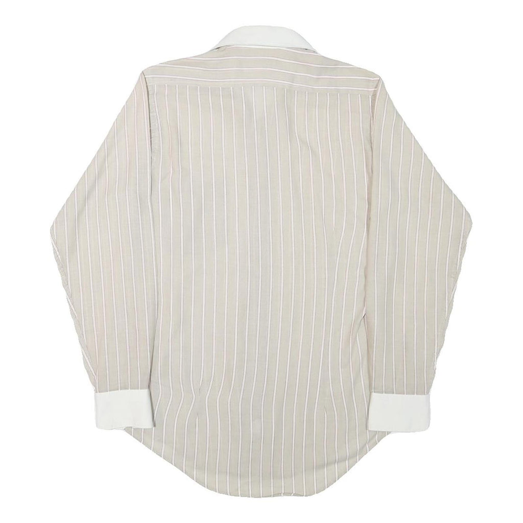 Mens Beige & White Stripe Shirt XS Cotton Blend Casual Long Sleeve Button Down