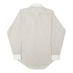 Mens Beige & White Stripe Shirt XS Cotton Blend Casual Long Sleeve Button Down