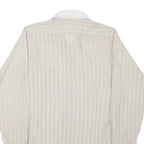 Mens Beige & White Stripe Shirt XS Cotton Blend Casual Long Sleeve Button Down