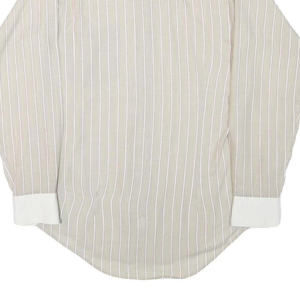 Mens Beige & White Stripe Shirt XS Cotton Blend Casual Long Sleeve Button Down