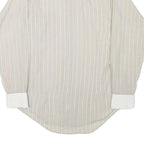 Mens Beige & White Stripe Shirt XS Cotton Blend Casual Long Sleeve Button Down