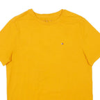TOMMY HILFIGER Mens Yellow T-Shirt L Short Sleeve Crew Neck Small Logo