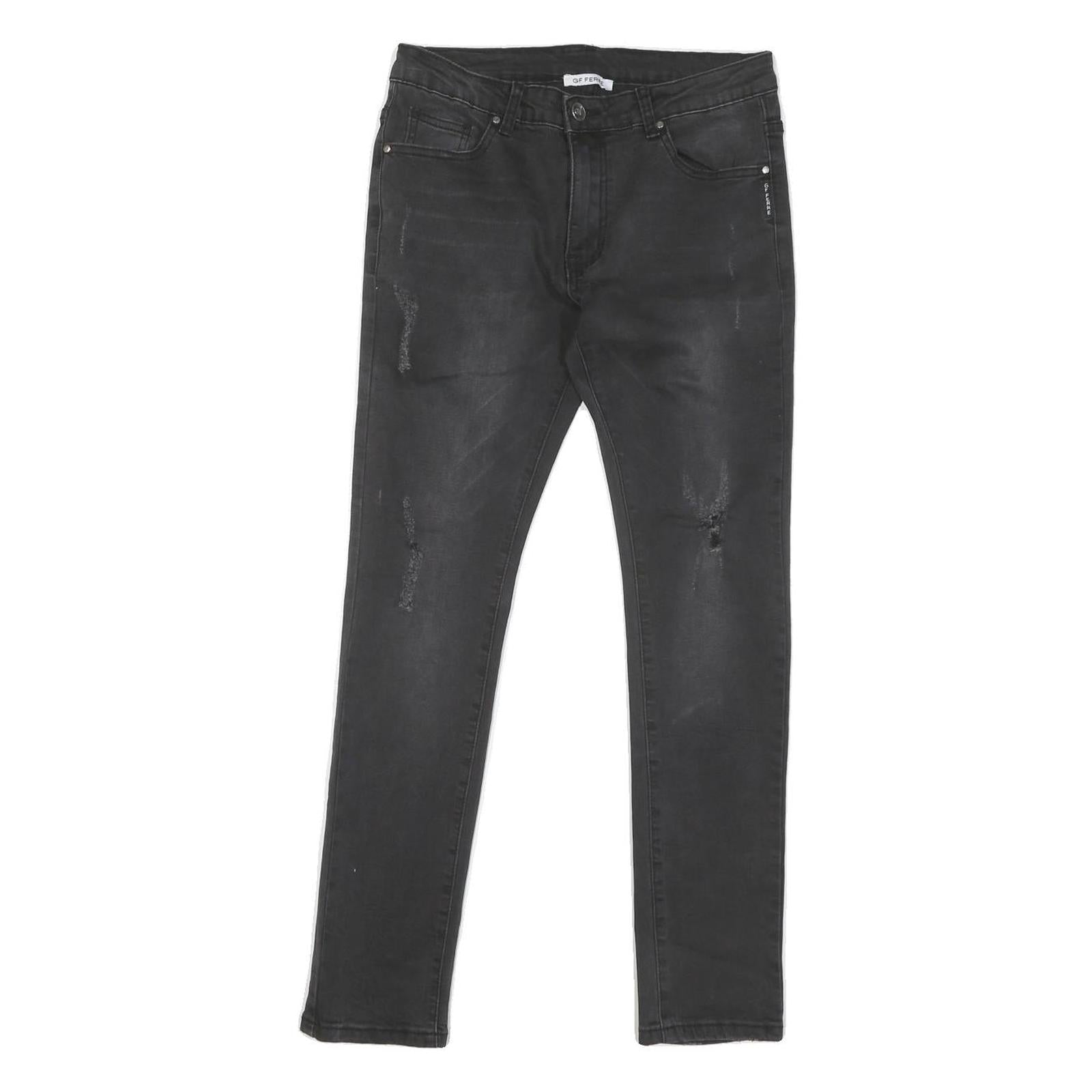 GF FERRE Womens Black Slim Skinny Denim Rinse W28 L27 Stretch Cotton Blend Jeans