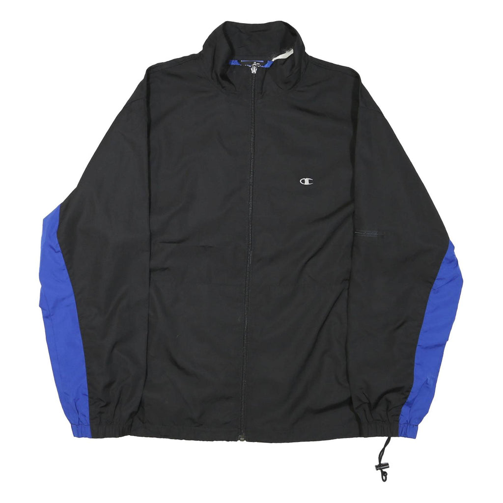 CHAMPION Mens Black & Blue Zip Jacket M Polyester Blend Sportswear Track