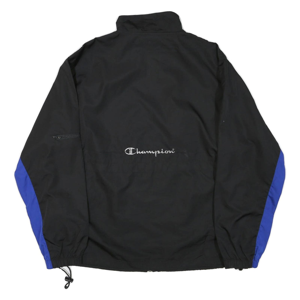 CHAMPION Mens Black & Blue Zip Jacket M Polyester Blend Sportswear Track