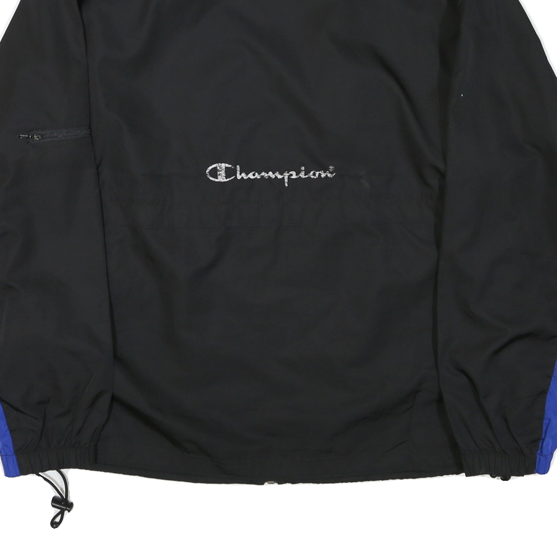 CHAMPION Mens Black & Blue Zip Jacket M Polyester Blend Sportswear Track