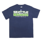 NFL Mens Blue Seattle Seahawks Football Graphic T-Shirt L Crew Neck Short Sleeve