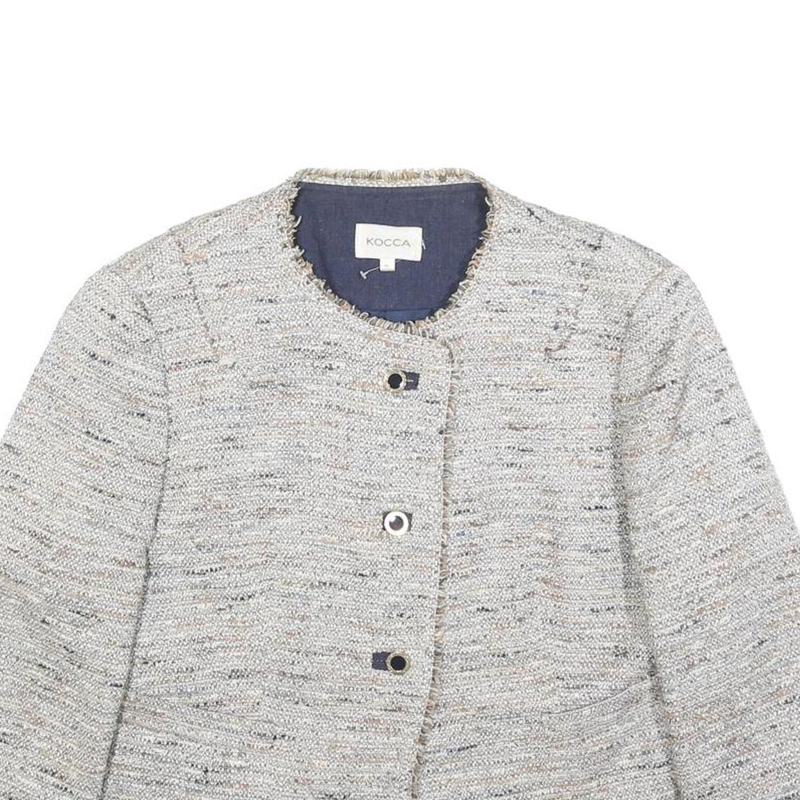 KOCCA Womens White Linen Button Jacket XL Woven Classic Elegant Fashion