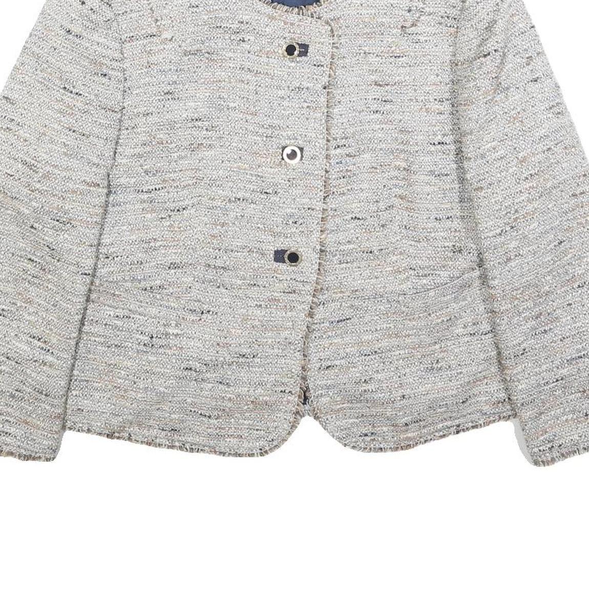 KOCCA Womens White Linen Button Jacket XL Woven Classic Elegant Fashion