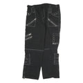 Black Womens Cotton Cargo Regular Fit Trousers W38 L36 Zip Pocket Stud Detail