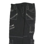 Black Womens Cotton Cargo Regular Fit Trousers W38 L36 Zip Pocket Stud Detail