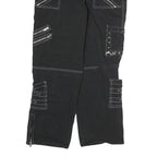Black Womens Cotton Cargo Regular Fit Trousers W38 L36 Zip Pocket Stud Detail