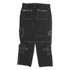 Black Womens Cotton Cargo Regular Fit Trousers W38 L36 Zip Pocket Stud Detail
