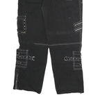 Black Womens Cotton Cargo Regular Fit Trousers W38 L36 Zip Pocket Stud Detail