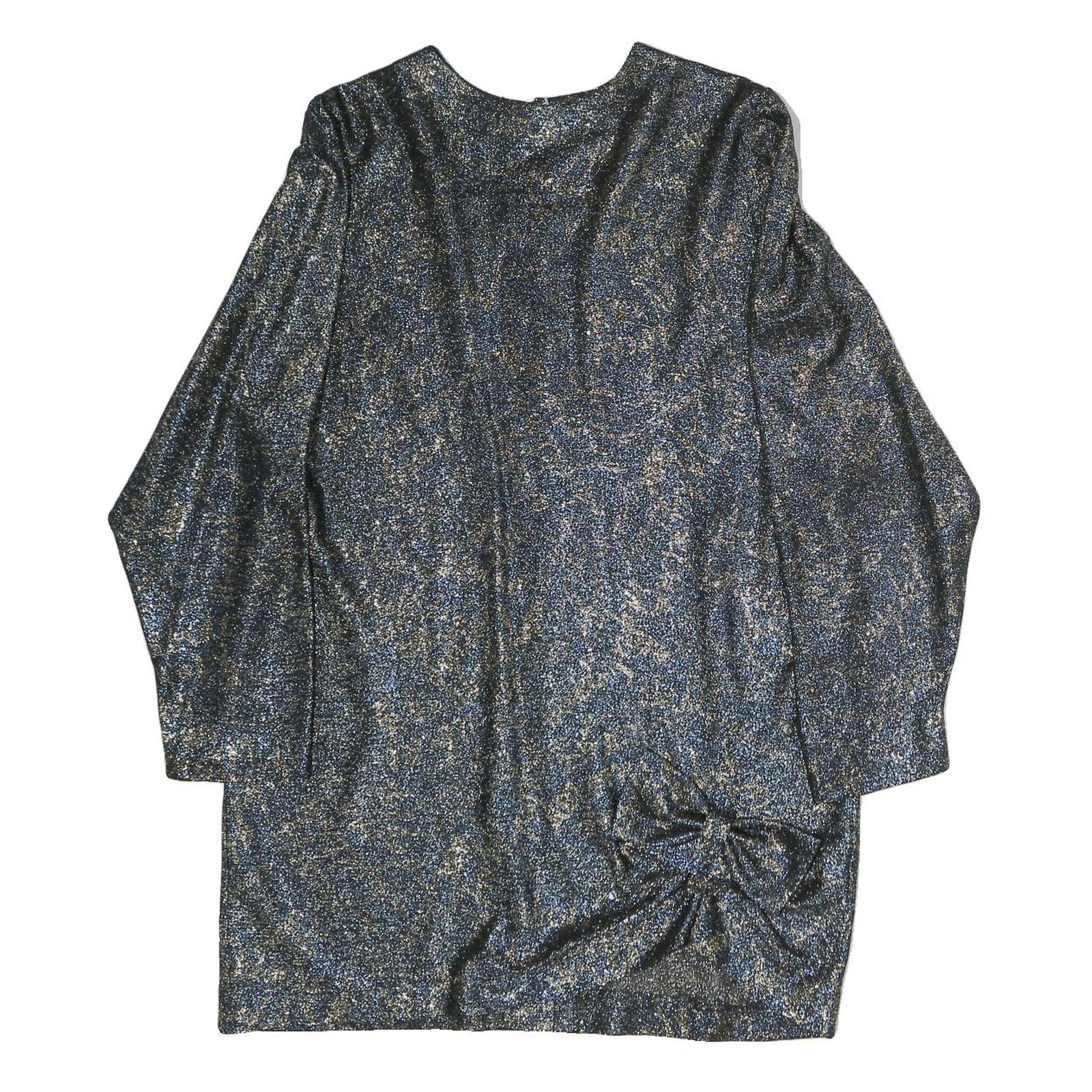 MAAK Womens Blue Plain Top Long Sleeve Button Neck M Stylish Casual