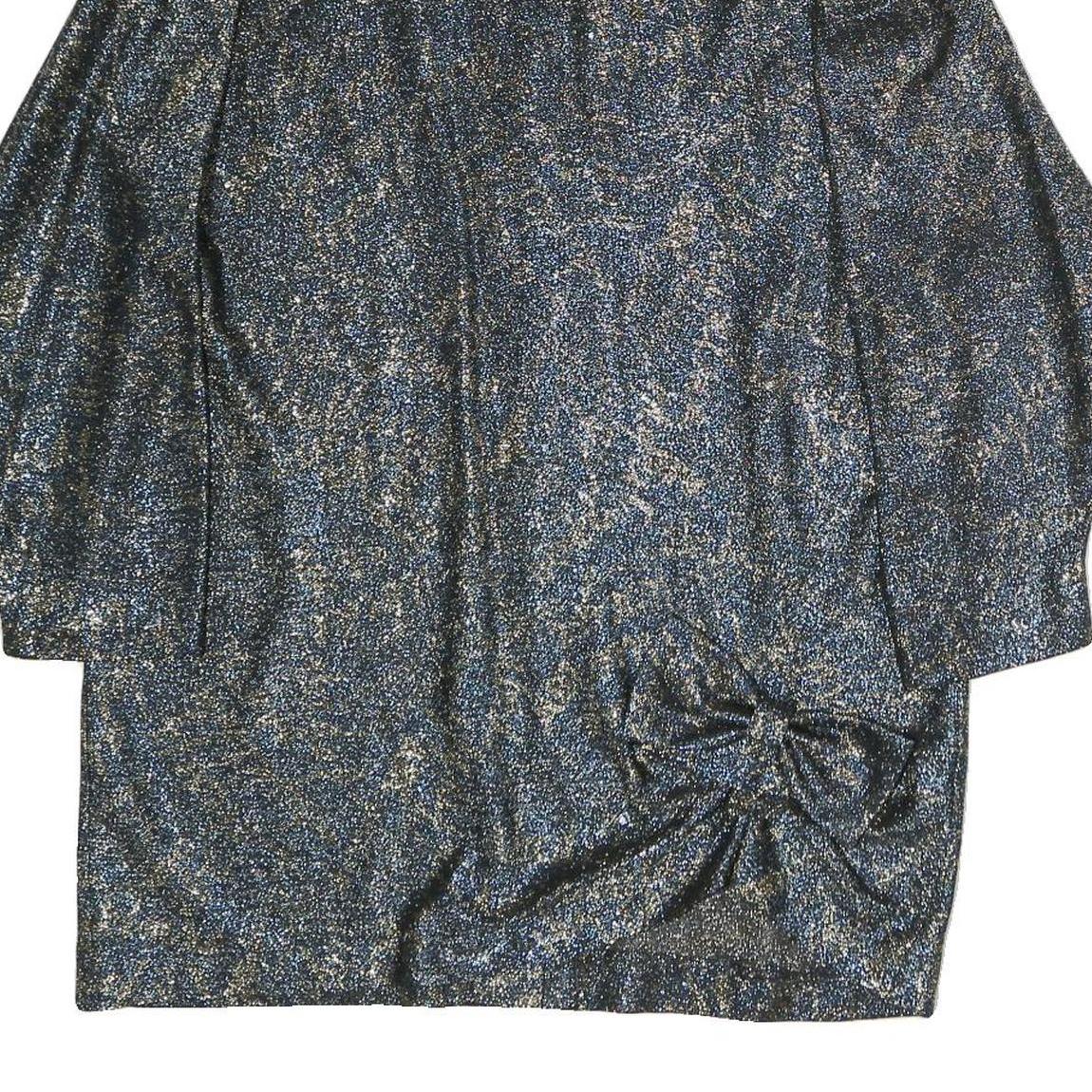 MAAK Womens Blue Plain Top Long Sleeve Button Neck M Stylish Casual