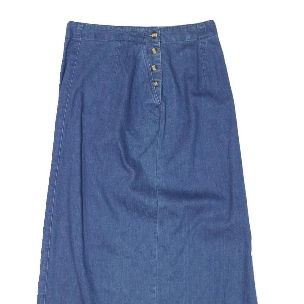 TALBOTS Womens Blue Cotton Blend Denim Midi Skirt M Button Front Casual