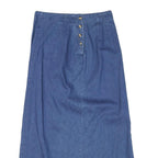 TALBOTS Womens Blue Cotton Blend Denim Midi Skirt M Button Front Casual