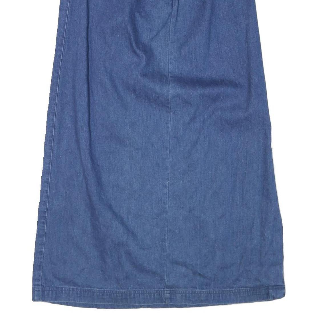 TALBOTS Womens Blue Cotton Blend Denim Midi Skirt M Button Front Casual