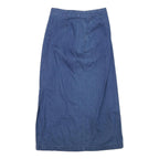 TALBOTS Womens Blue Cotton Blend Denim Midi Skirt M Button Front Casual