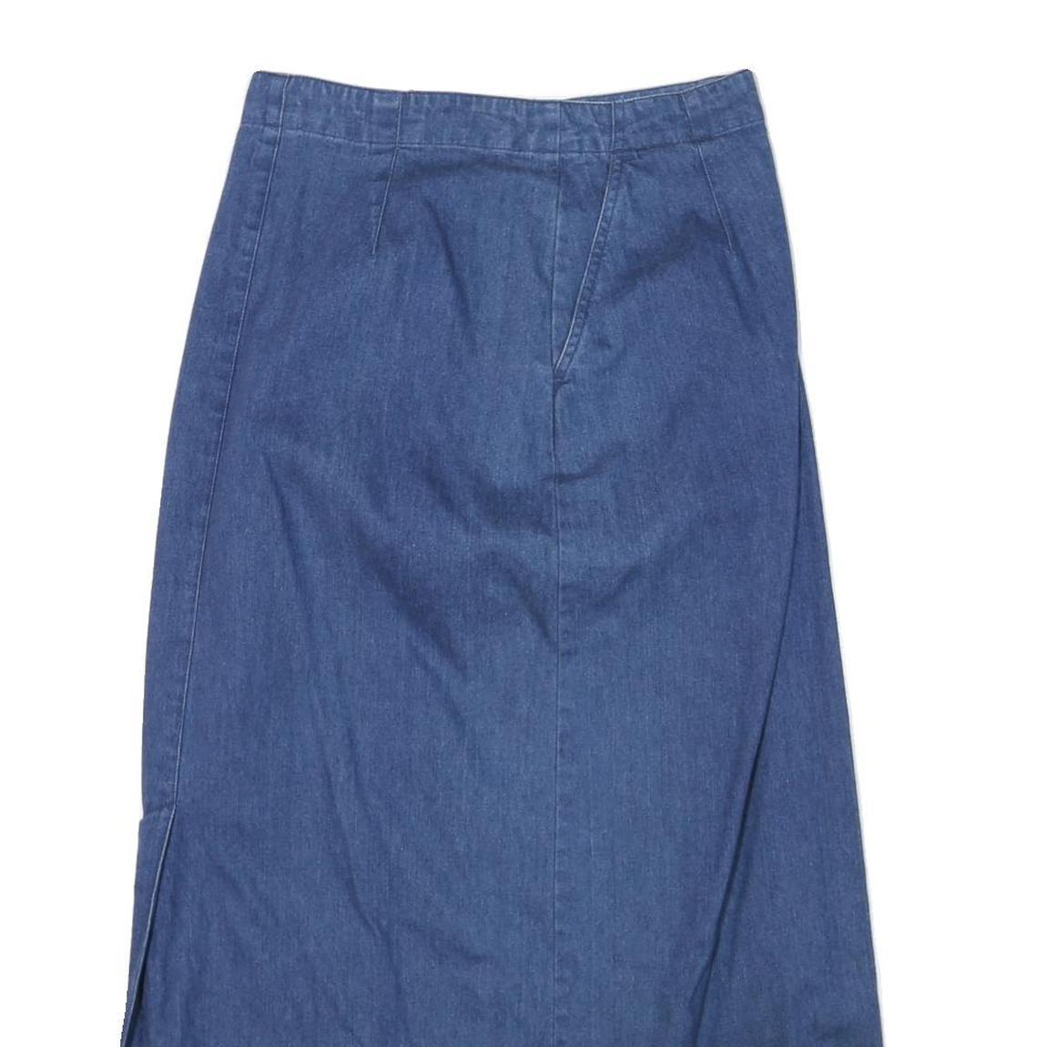 TALBOTS Womens Blue Cotton Blend Denim Midi Skirt M Button Front Casual