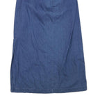 TALBOTS Womens Blue Cotton Blend Denim Midi Skirt M Button Front Casual