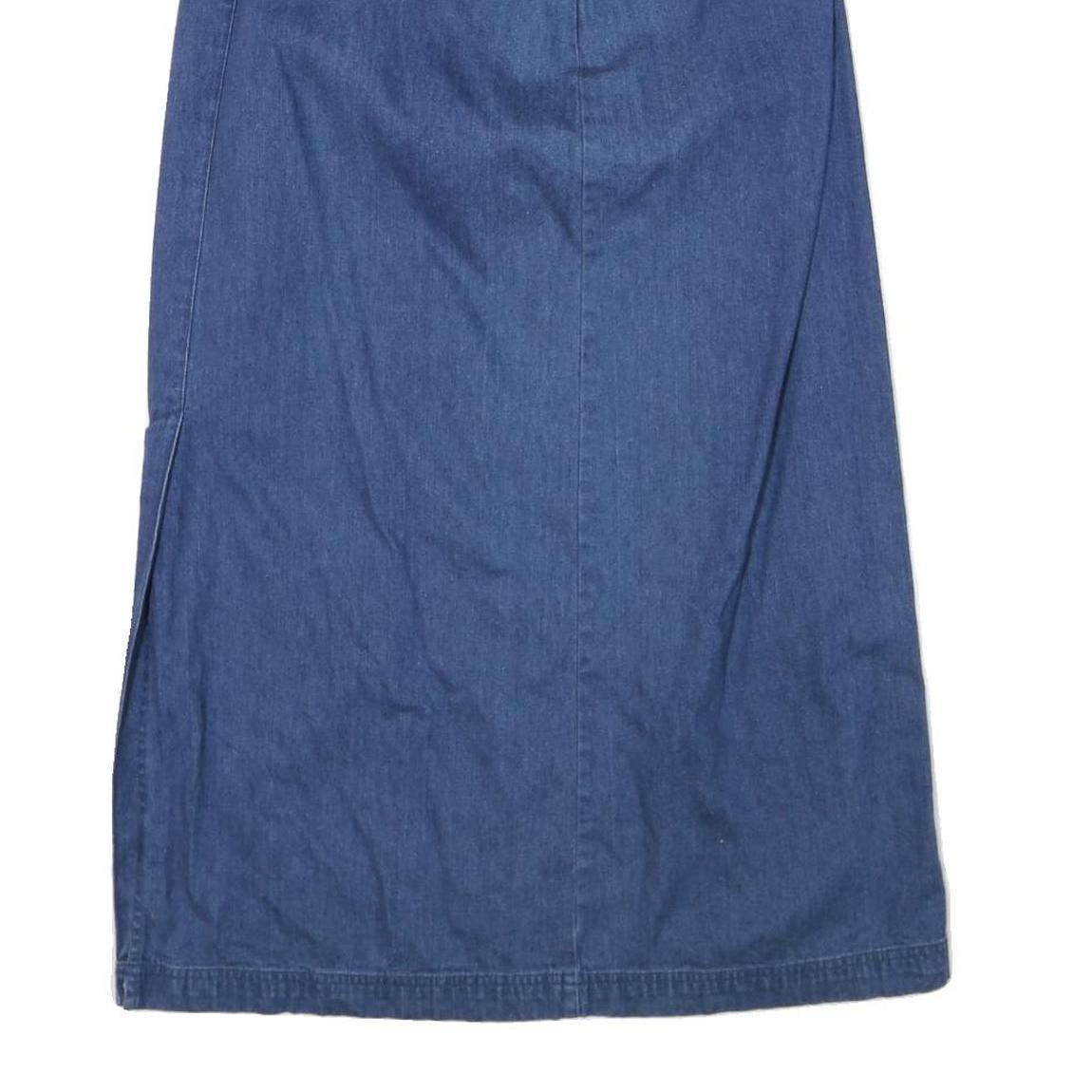TALBOTS Womens Blue Cotton Blend Denim Midi Skirt M Button Front Casual