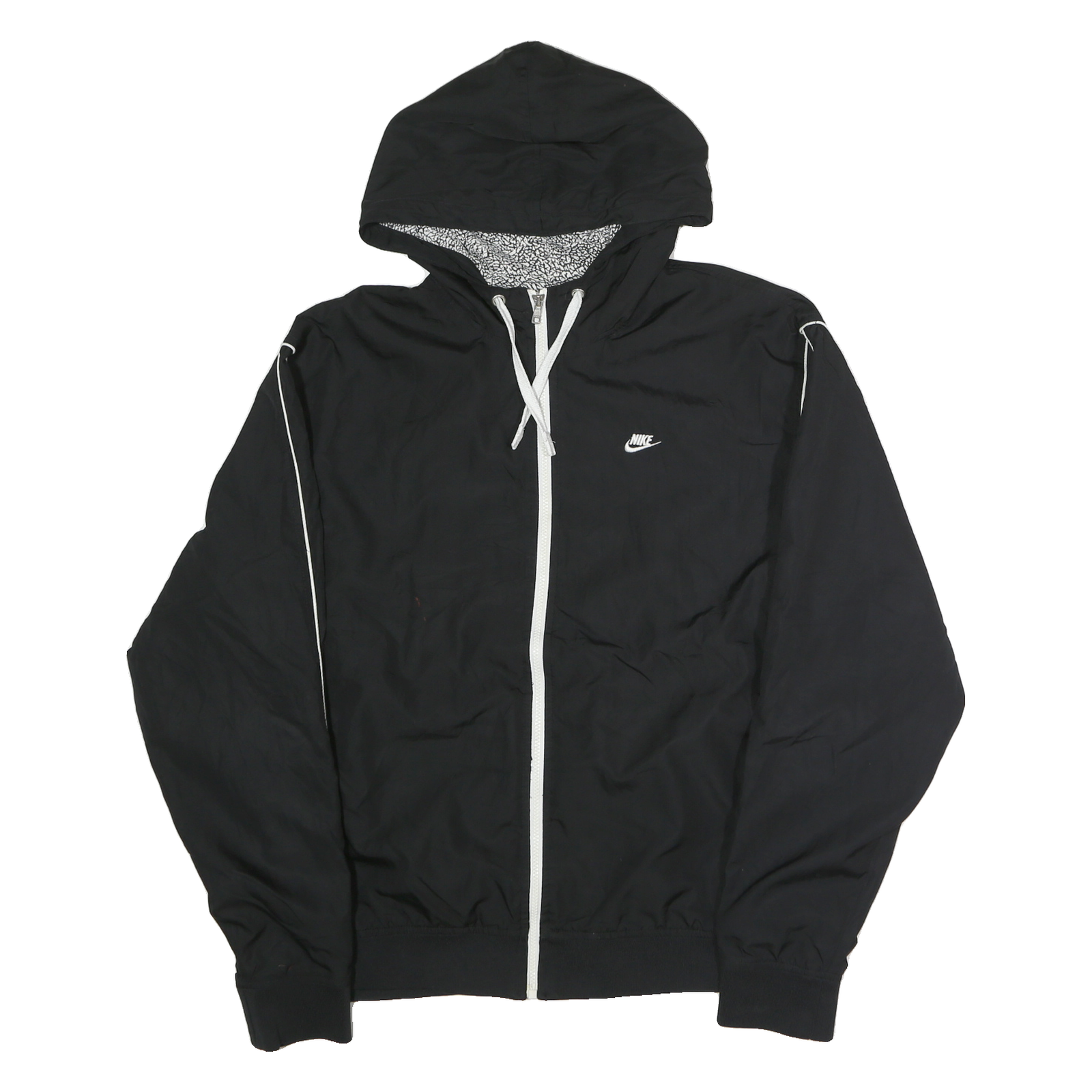 NIKE Womens Black & White Zip Hooded Jacket XL Polyester Sport Casual