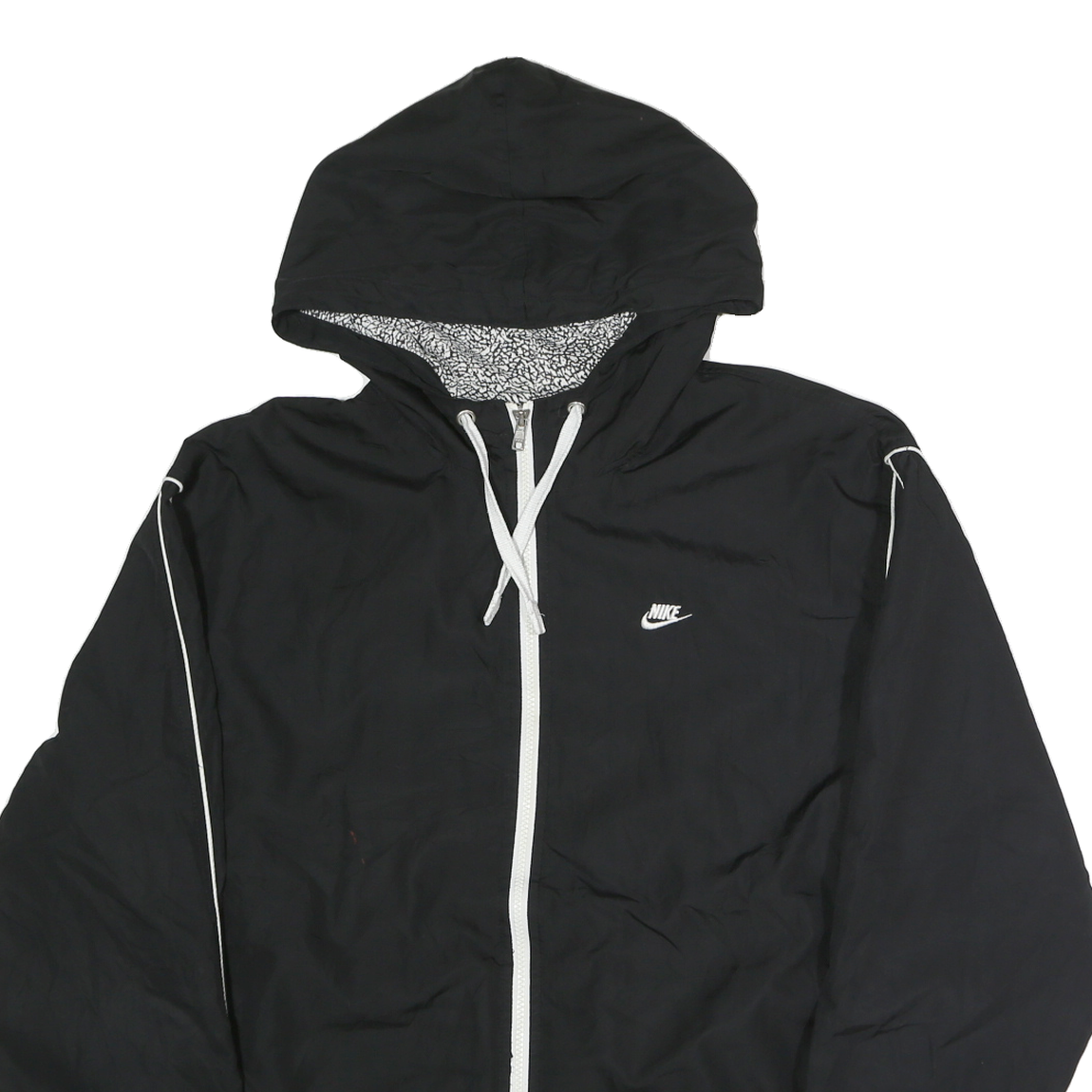 NIKE Womens Black & White Zip Hooded Jacket XL Polyester Sport Casual