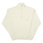 YORK Mens Cream 1/4 Zip Sweatshirt L Zip Neck Cotton Pullover Casual