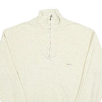 YORK Mens Cream 1/4 Zip Sweatshirt L Zip Neck Cotton Pullover Casual