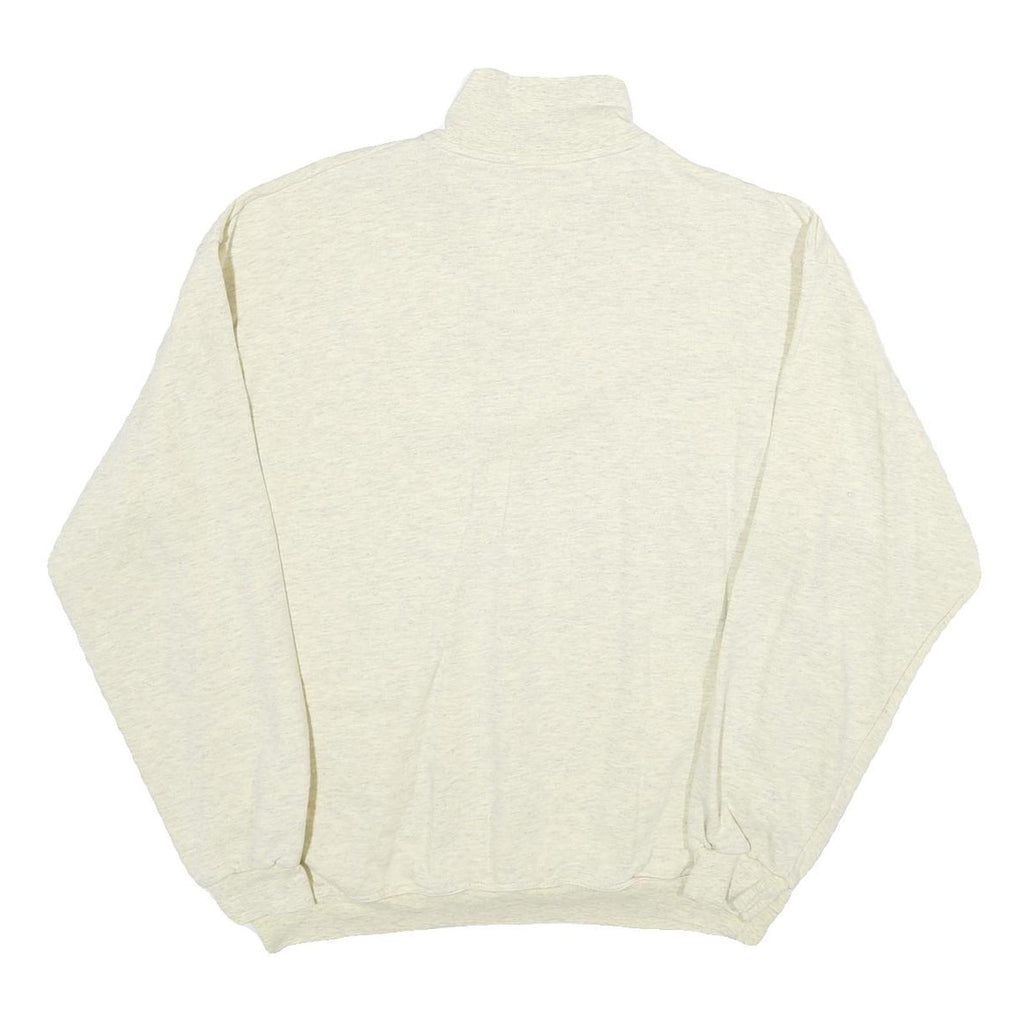 YORK Mens Cream 1/4 Zip Sweatshirt L Zip Neck Cotton Pullover Casual