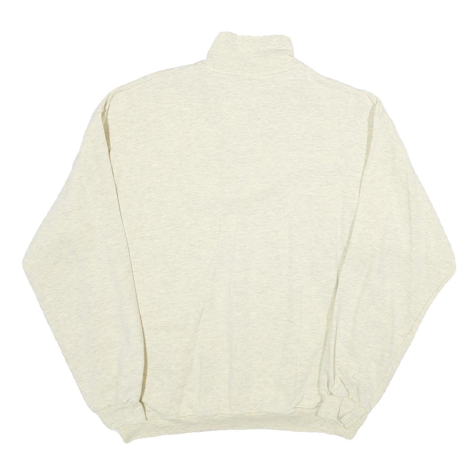 YORK Mens Cream 1/4 Zip Sweatshirt L Zip Neck Cotton Pullover Casual