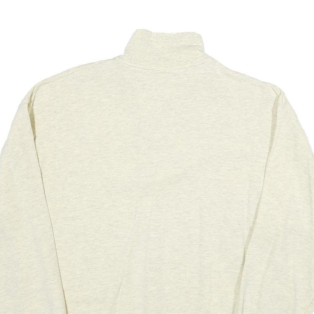 YORK Mens Cream 1/4 Zip Sweatshirt L Zip Neck Cotton Pullover Casual