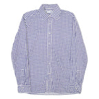 CARRISTAR Mens Shirt Blue Houndstooth Long Sleeve M